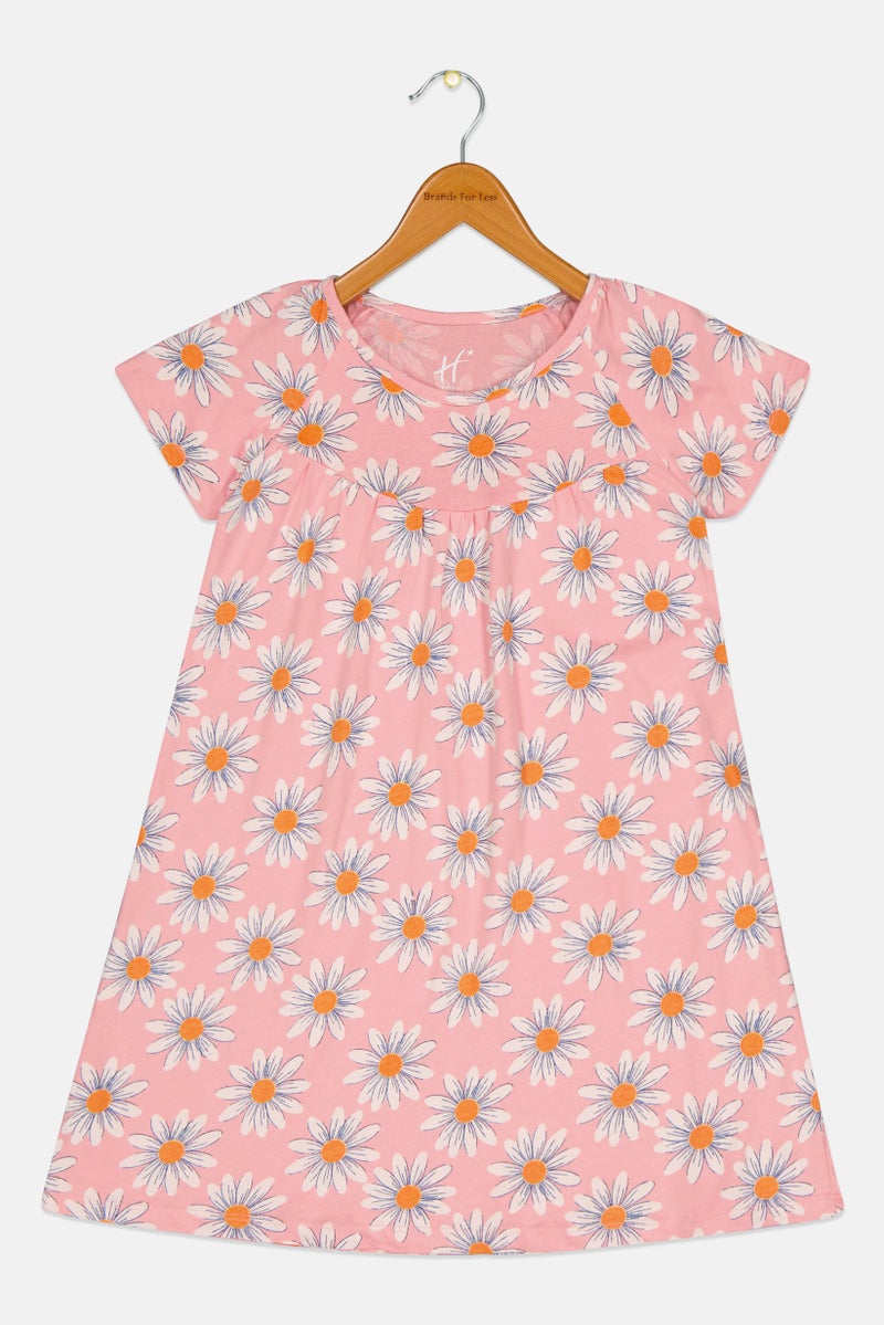 Hamleys Kids Girl Short Sleeve Floral Print Dress, Multicolor - Image 2